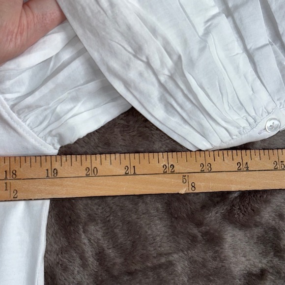 Madewell White Puff Sleeve Tee NWT XS‎ Sheer Poplin Sleeve Cotton Top - Picture 10 of 11
